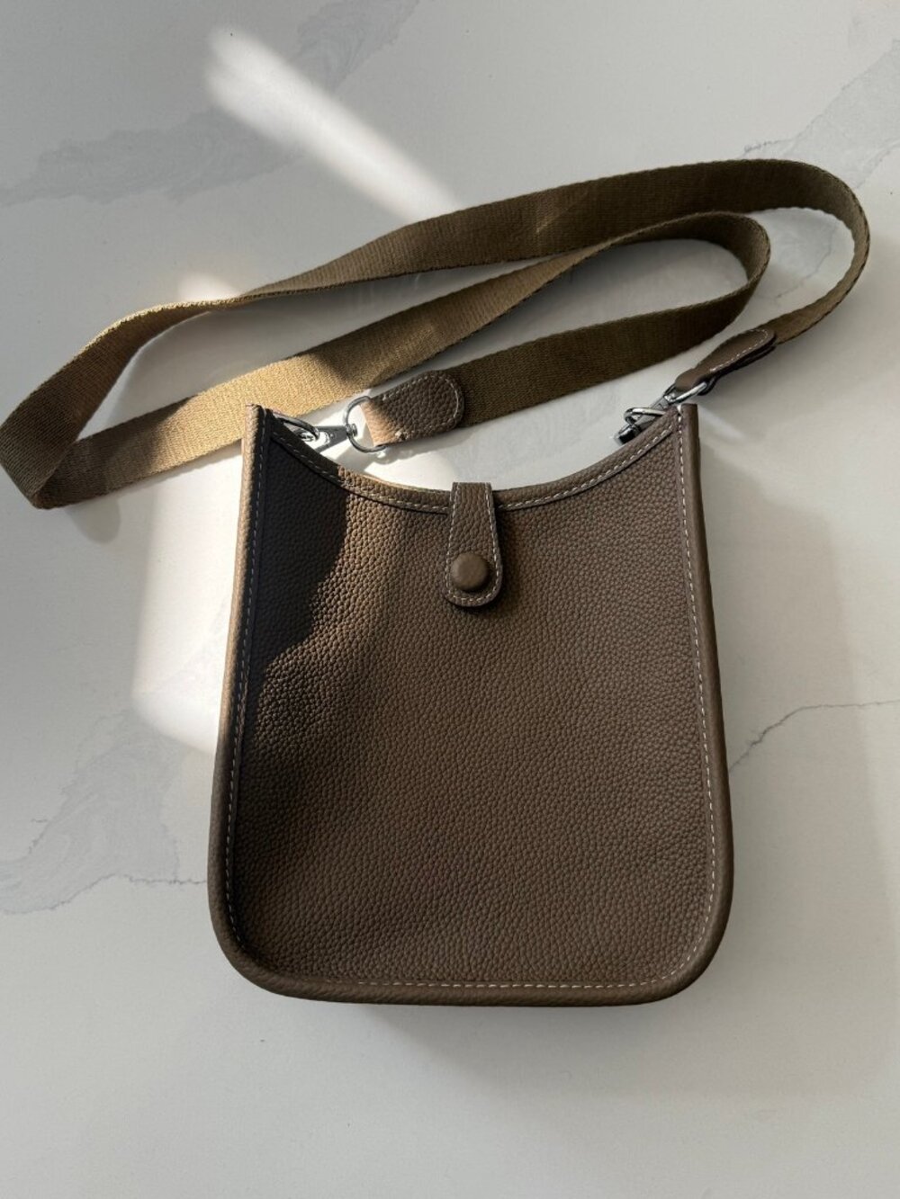 Handmade Genuine Leather Crossbody Bag Taupe